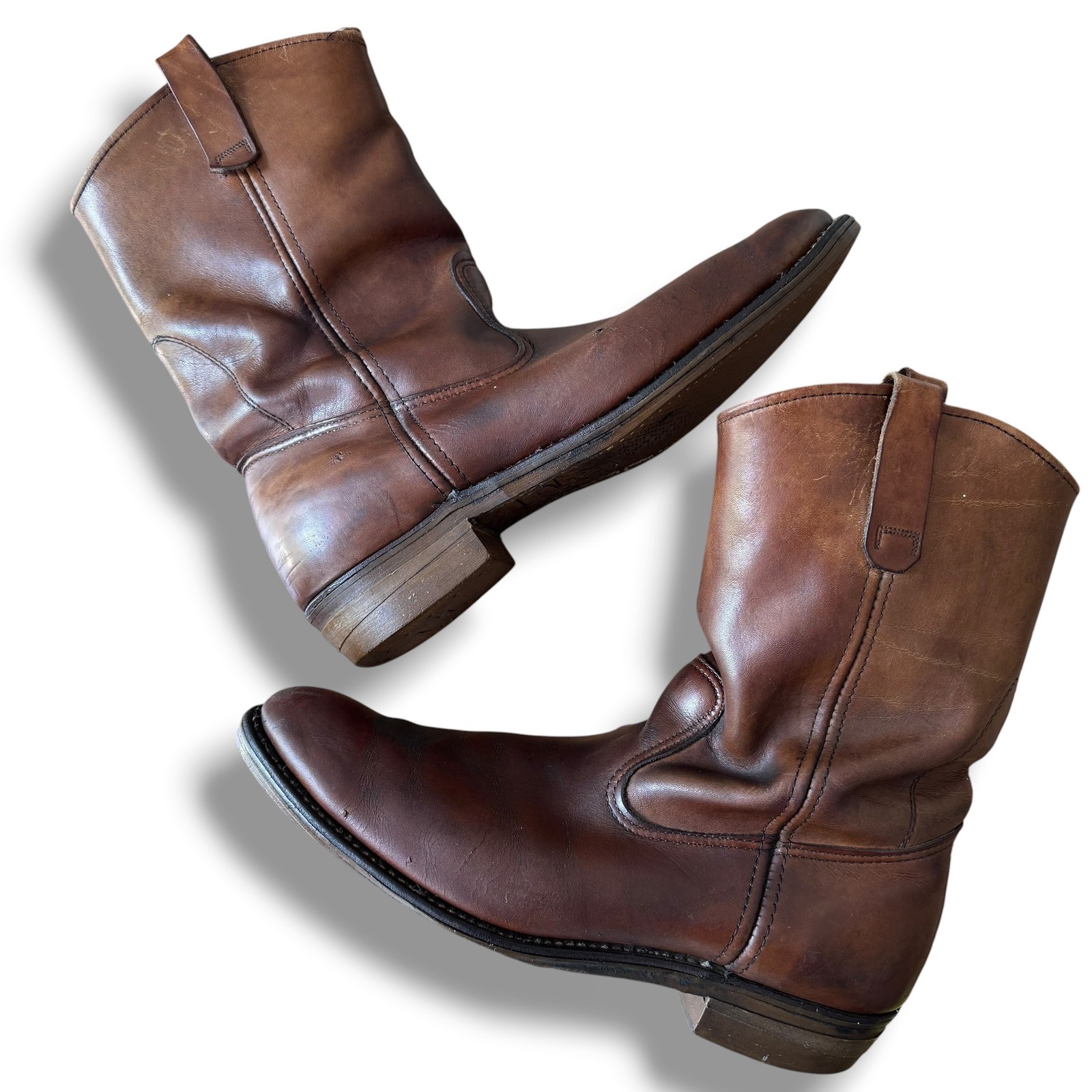 Red Wing 1155 Pecos Brown Leather Western Usa Made Boots Mens 12.5 Inch Outsole